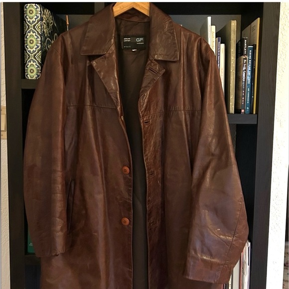 Vintage GF Trademark Made in Italy Men's Brown Leather Jacket